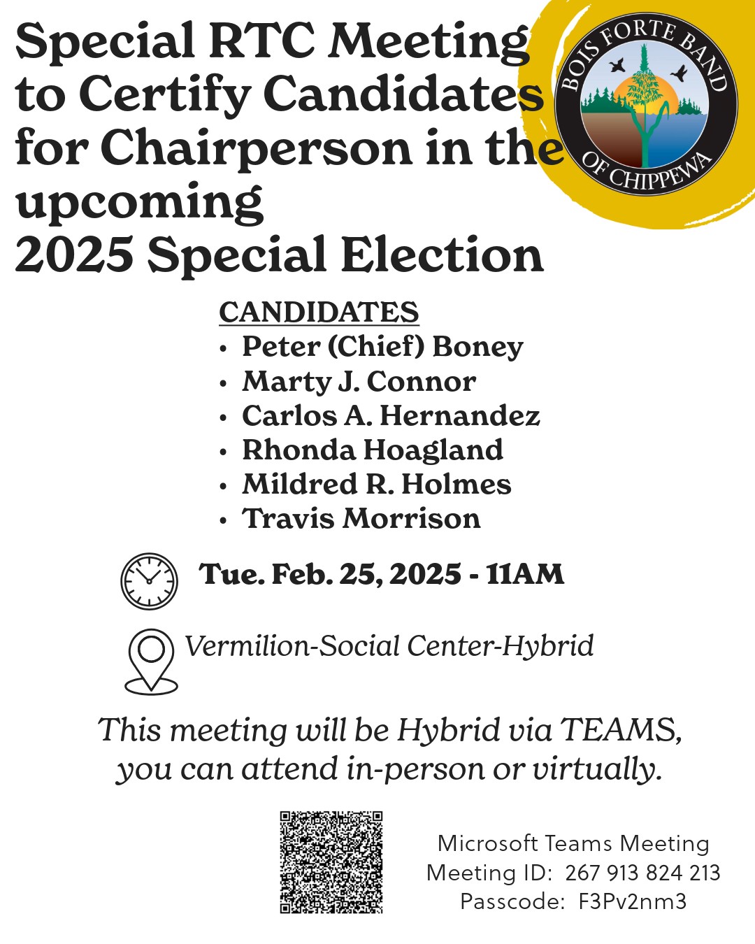 Special RTC Meeting to Certify Candidates for Chairperson in 2025 Special Election