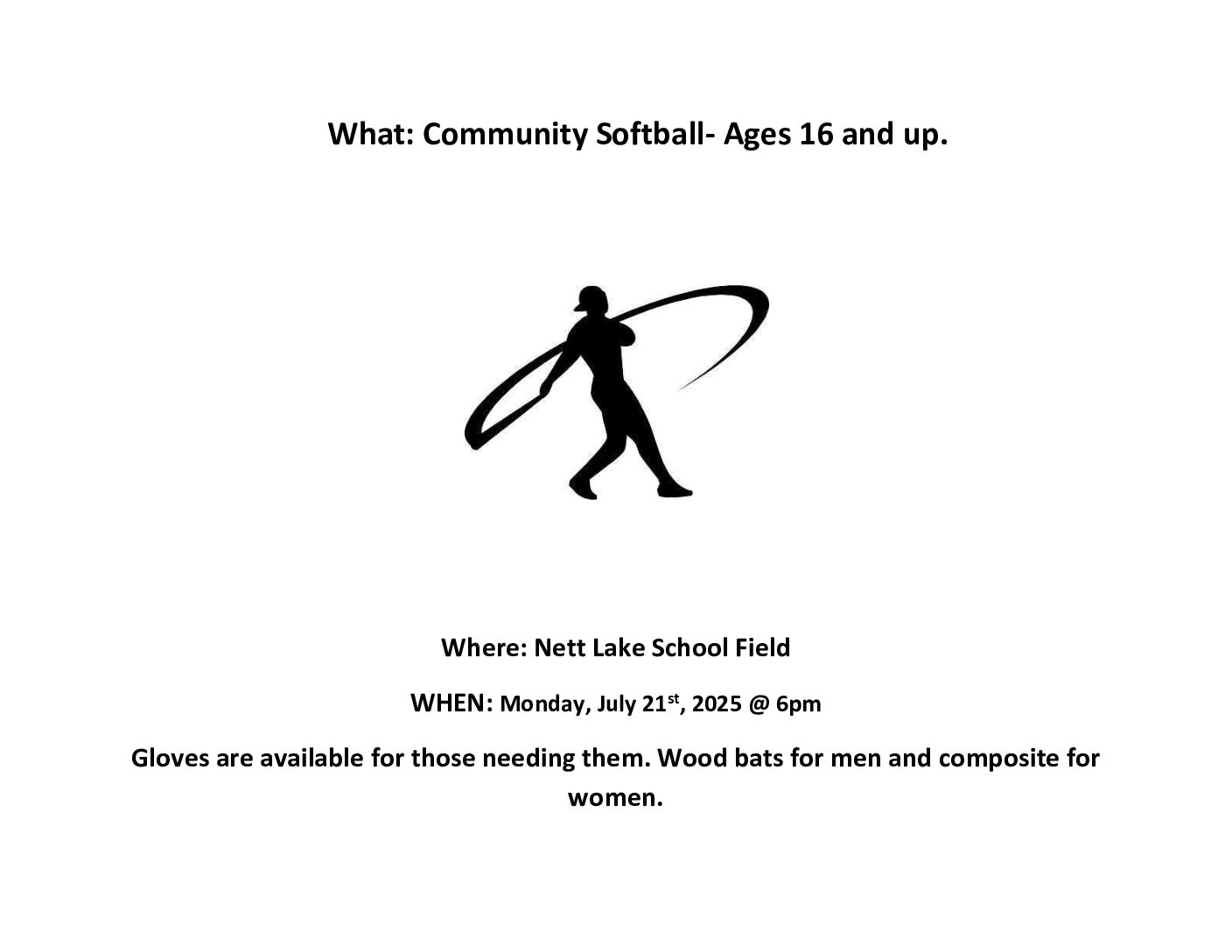 Community Softball - Ages 16 and up